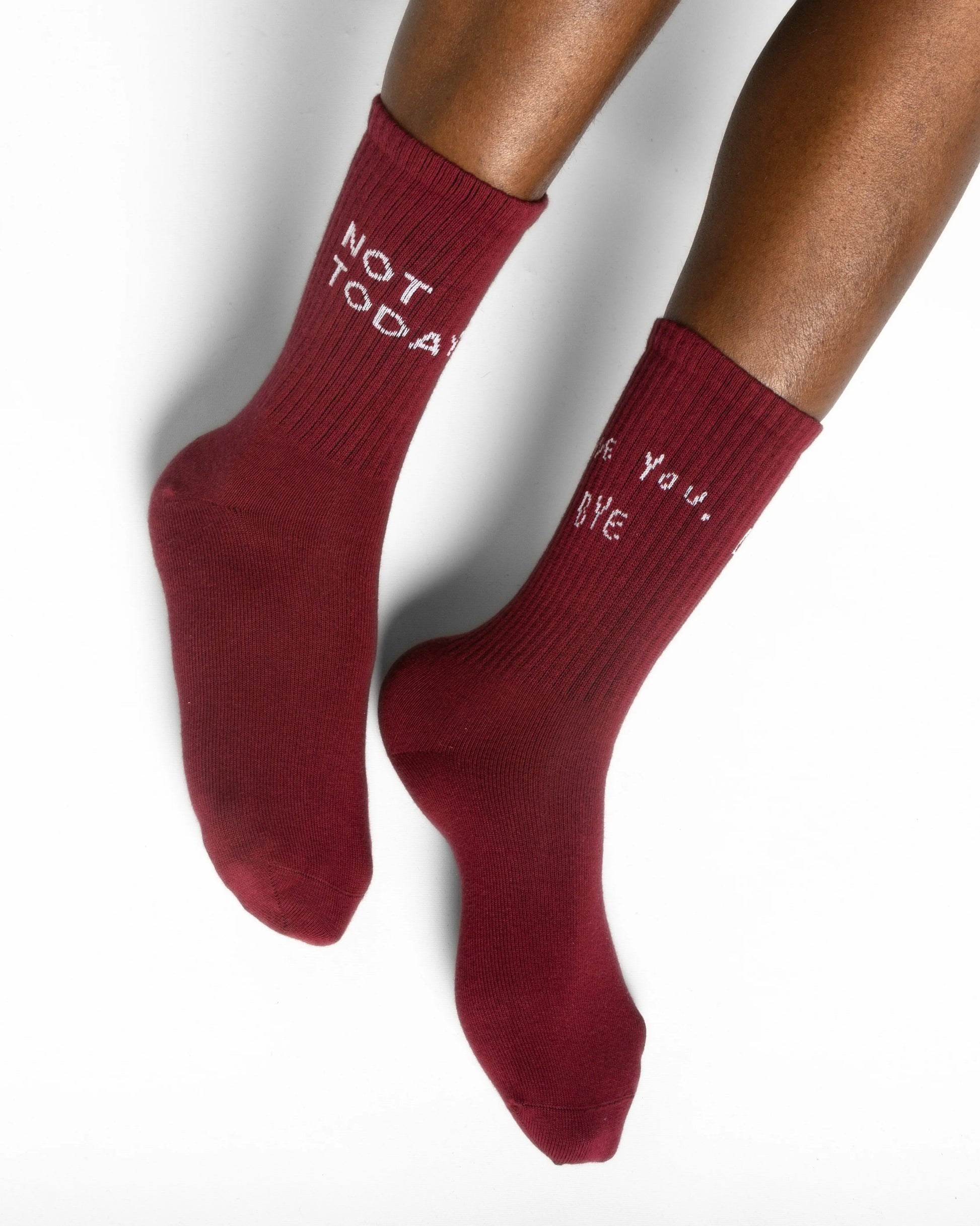 side view of Not Today Burgundy Socks