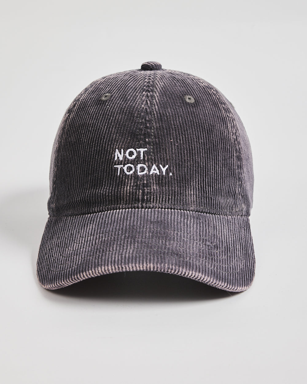 Gray cap with 'Not Today' text on a light gray background