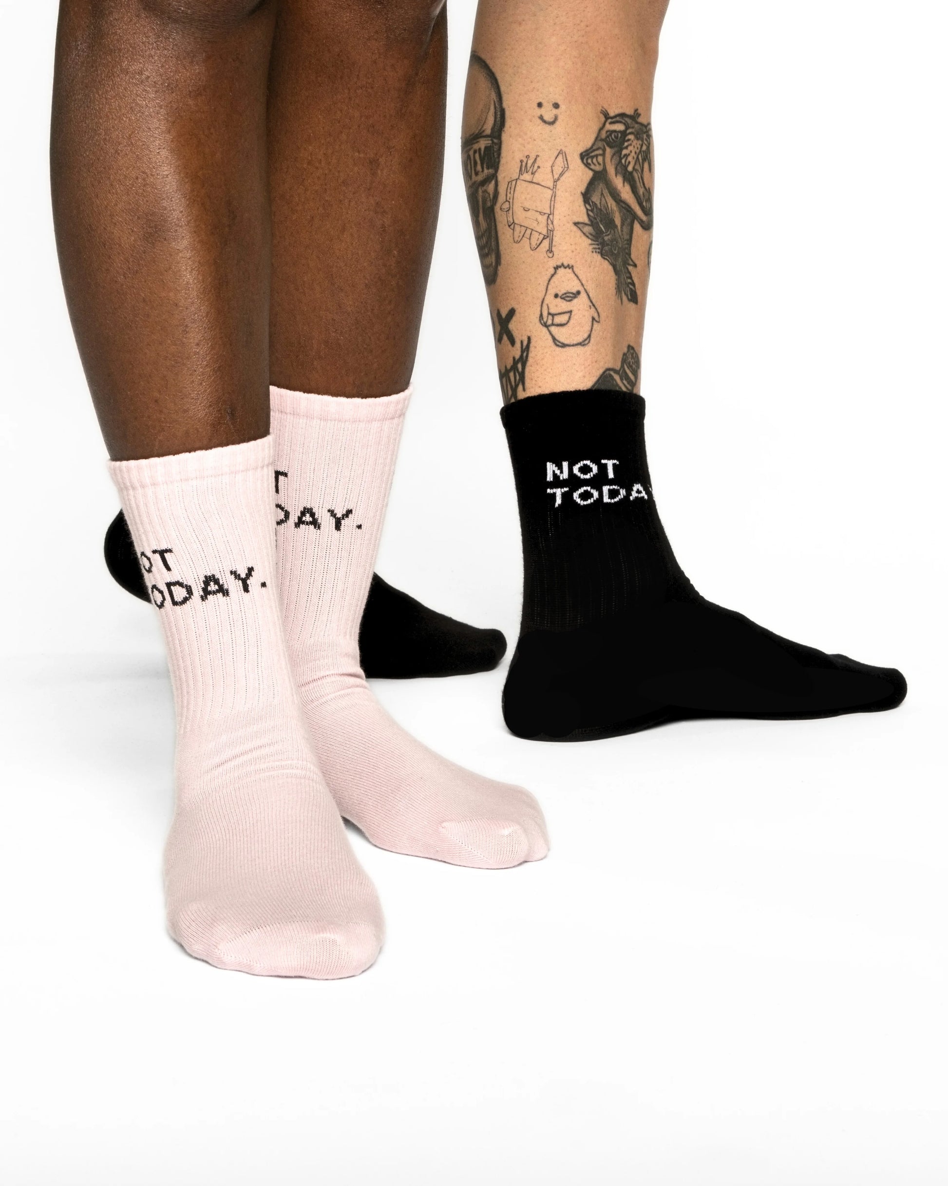 front view of Not Today Light Pink Socks