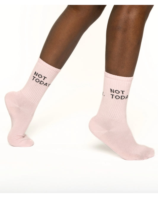 side view of Not Today Light Pink Socks