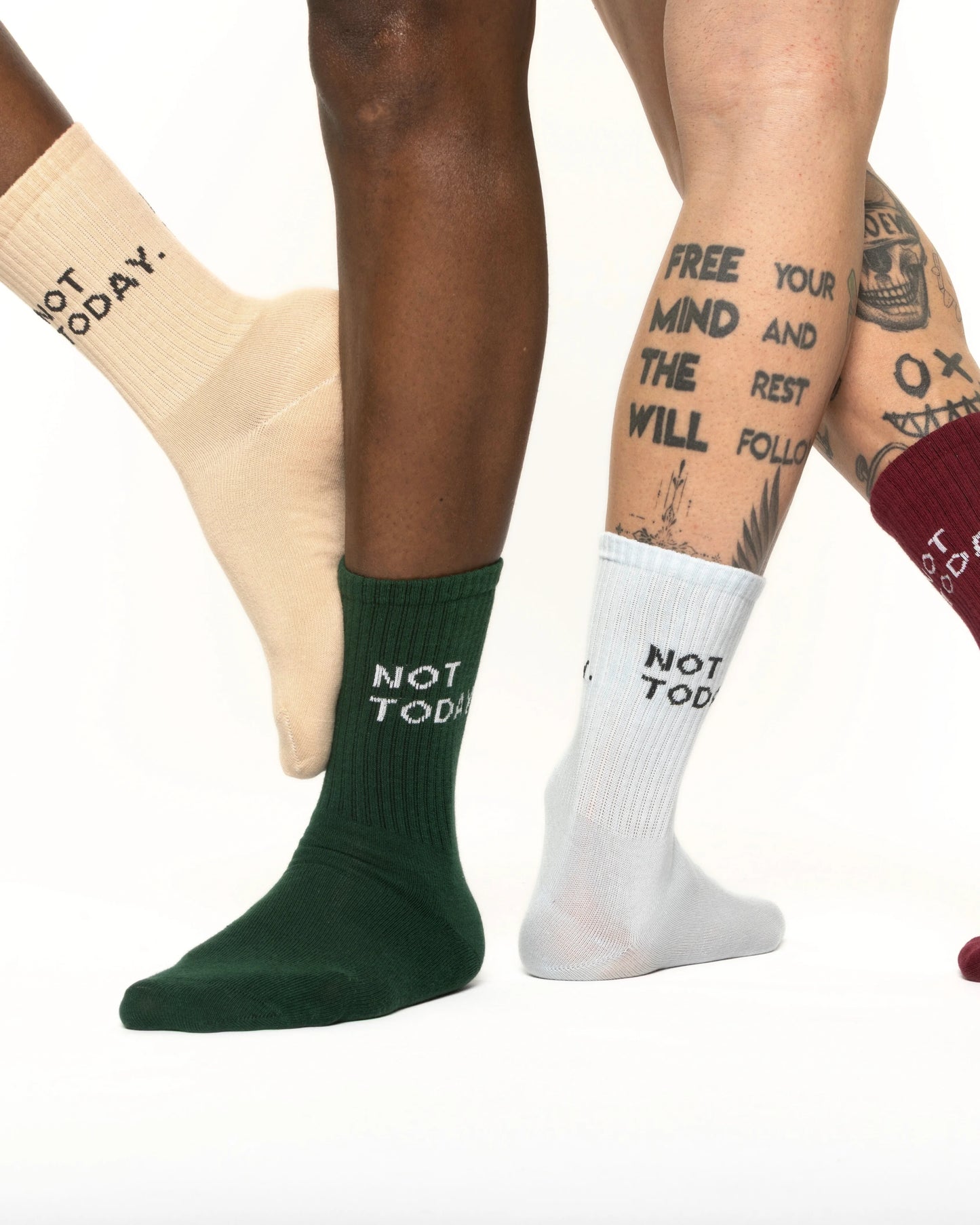 side view of Not Today White Socks