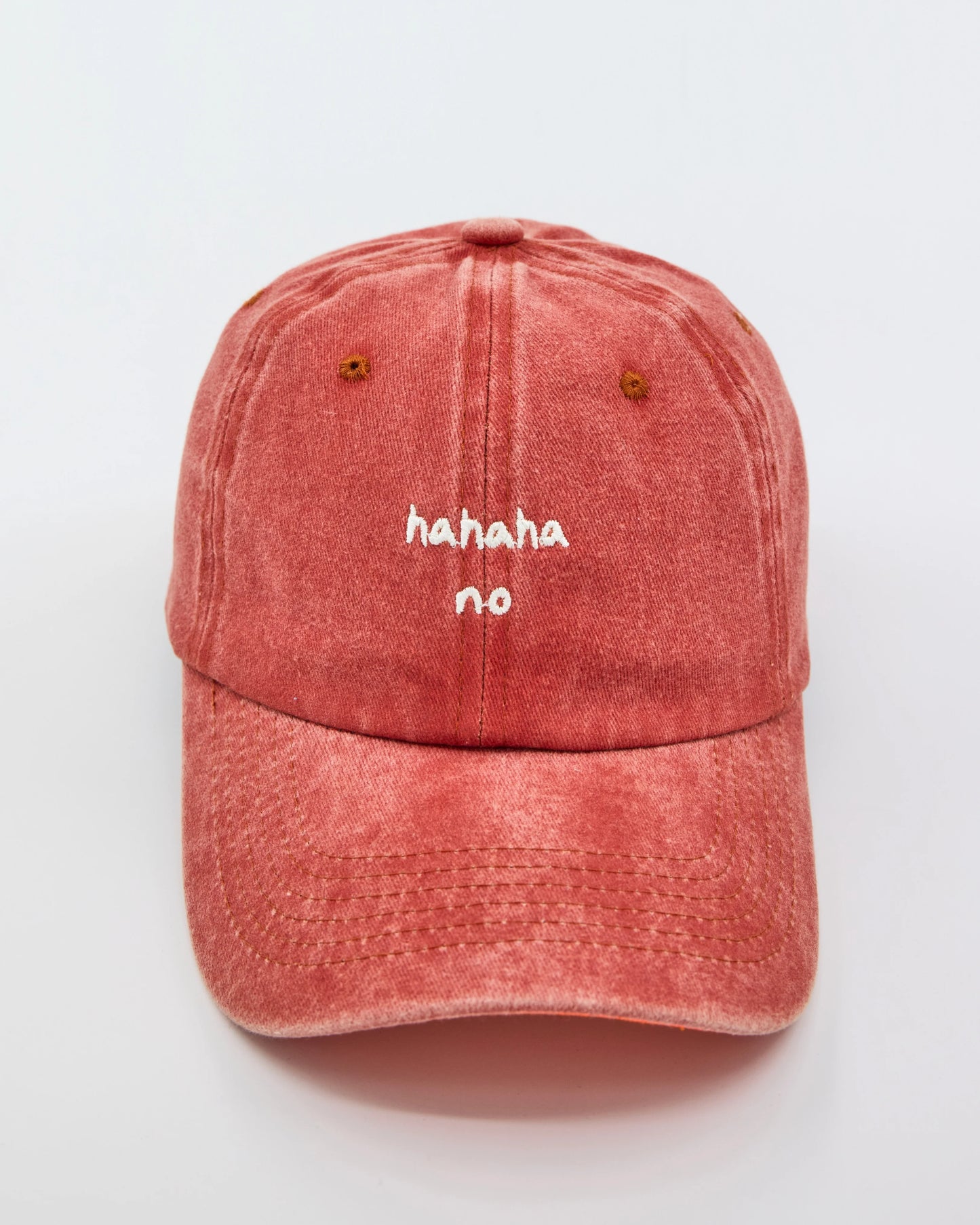 front view of Orange Hahaha No Washed Cap