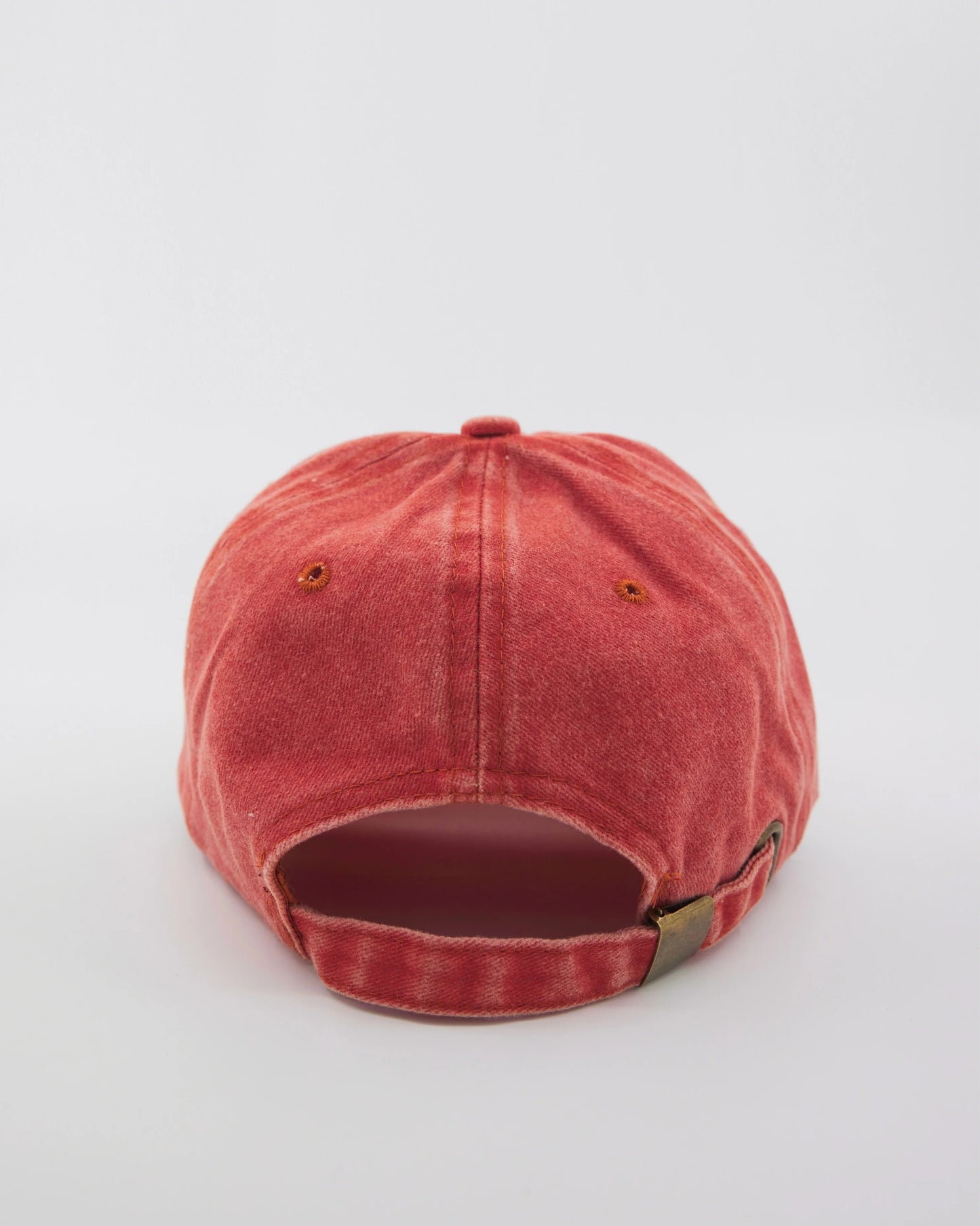 back of Orange Washed Cap with Love Myself embroidered in white