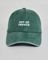 Out of Service forest green washed cap - front view