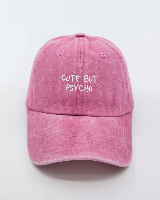 Pink Cute But Psycho Washed Cap