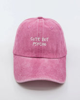 Pink Cute But Psycho Washed Cap