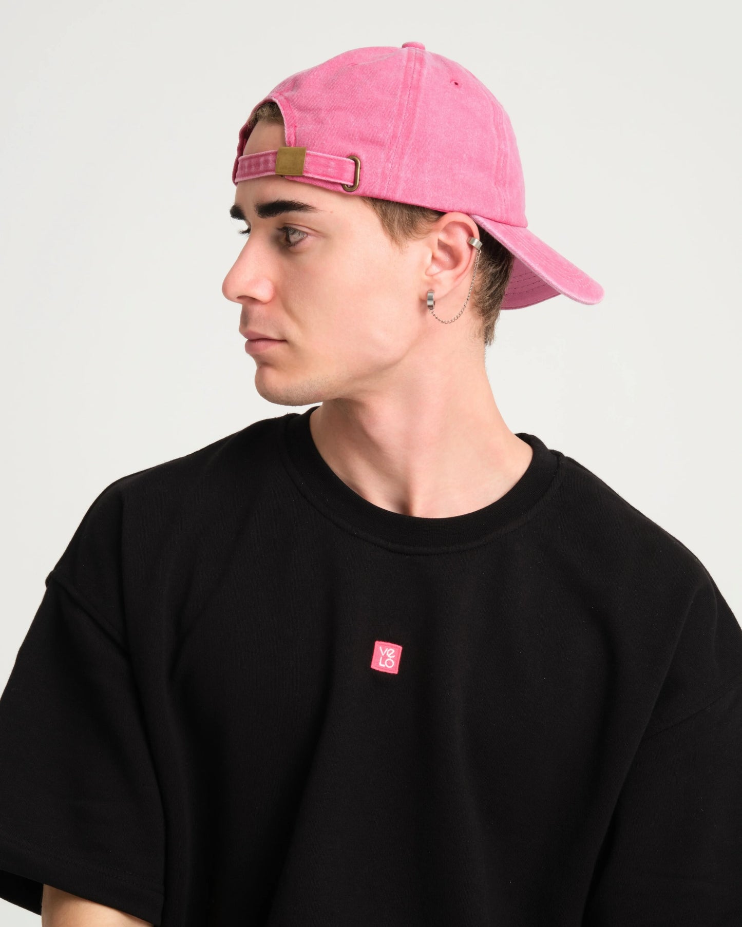 man wearing Pink Hahaha No Washed Cap