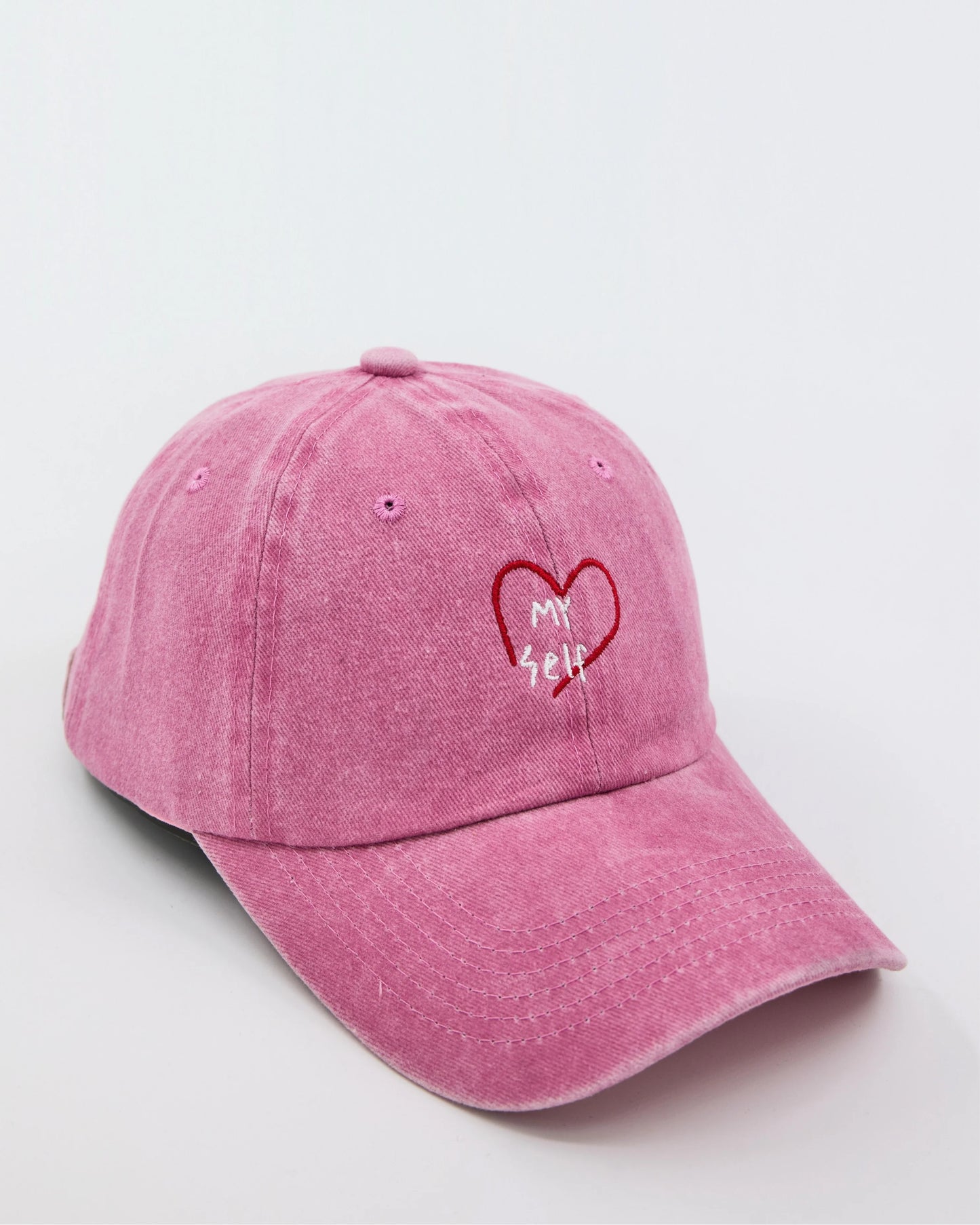 side view of Purple Love Myself Washed Cap