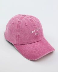 side view of Love You Bye Pink Washed Cap