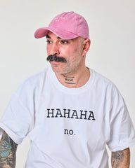 side view of a man wearing Love You Bye Pink Washed Cap