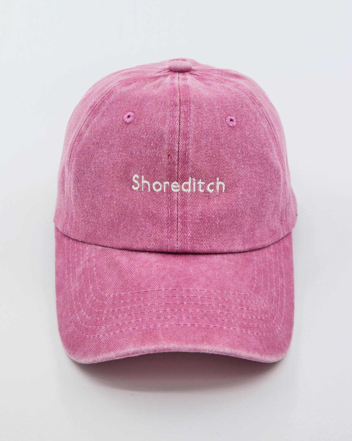 front view of Shoreditch Pink Washed Cap