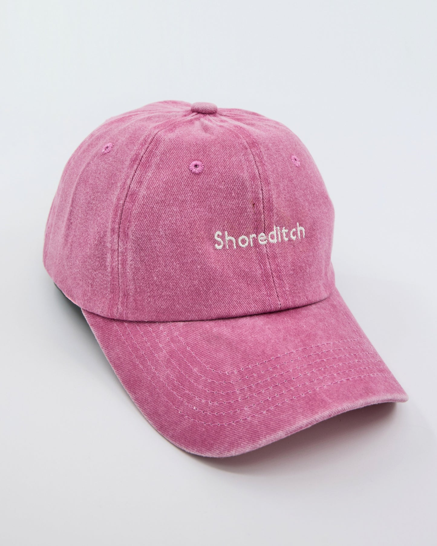 side view of Shoreditch Pink Washed Cap