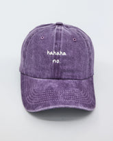 front view of Hahaha No Purple Washed Cap
