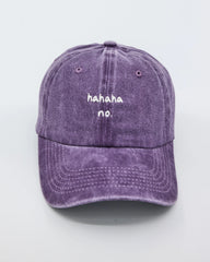 front view of Hahaha No Purple Washed Cap