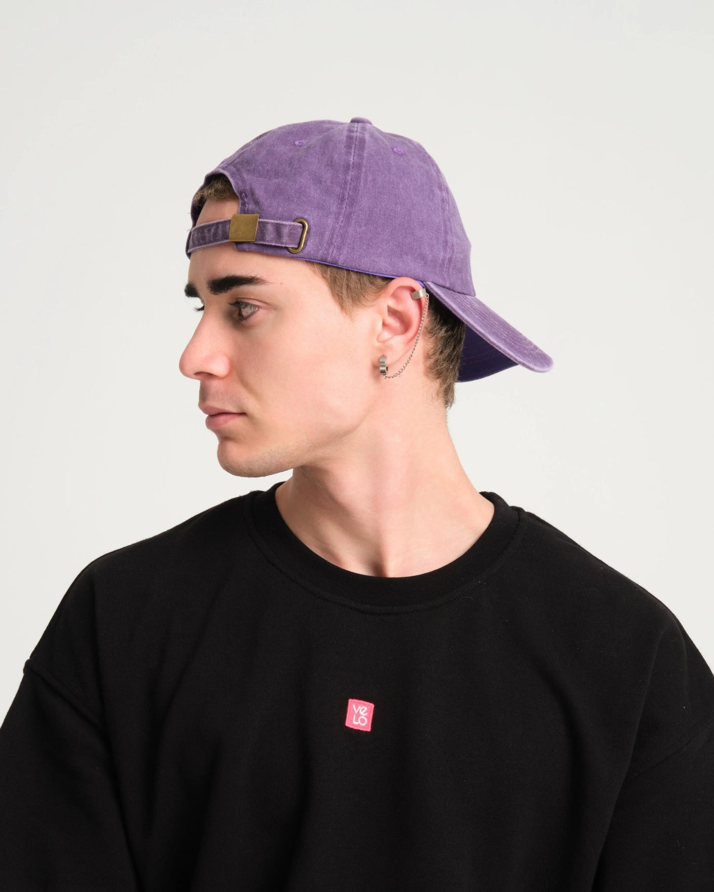man wearing Purple Love Myself Washed Cap