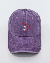 front view of Purple Love Myself Washed Cap