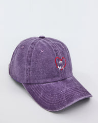 side view of Purple Love Myself Washed Cap