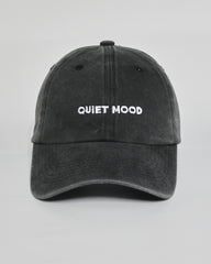 Quiet Mood black washed cap - front view