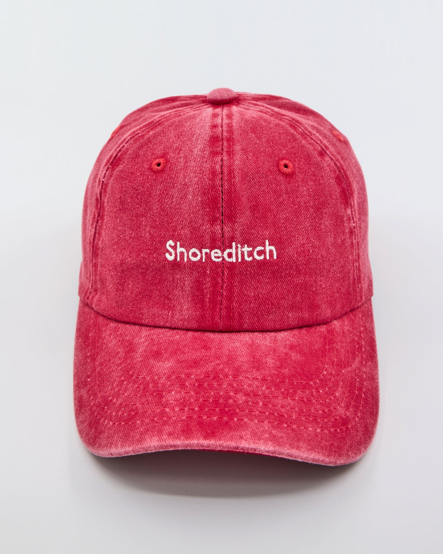 front view of Shoreditch Red Washed Cap