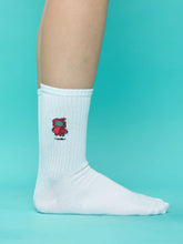 side view of white robot socks