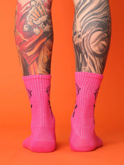 back view of pink rose socks