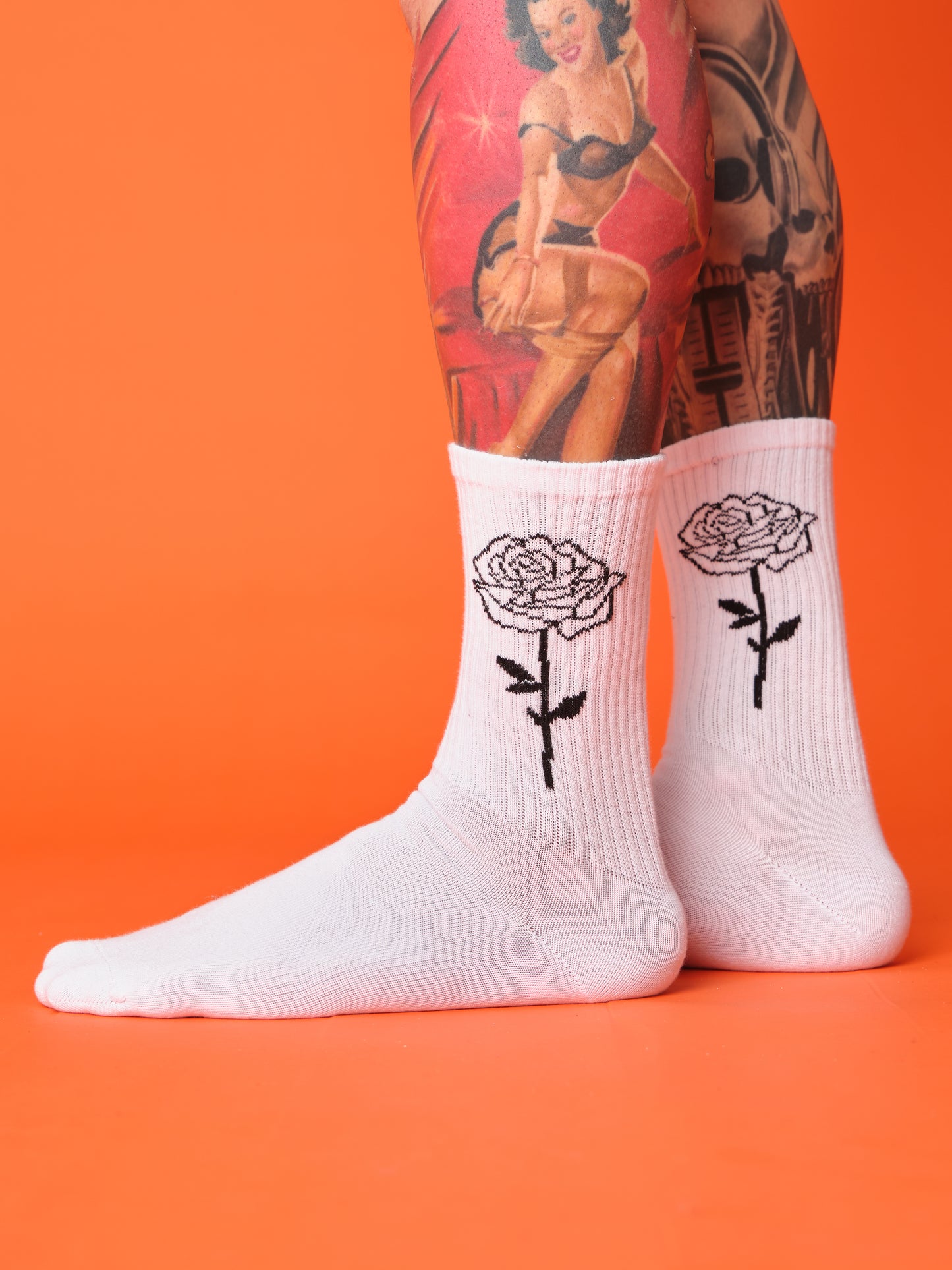 Black Rose White Socks