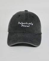 Selectively Social black washed cap - front view