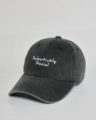 Selectively Social black washed cap - side view