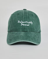 Selectively Social forest green washed cap - front view