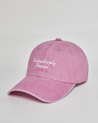 Selectively Social pink washed cap - side view