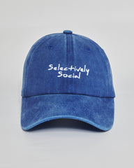 Selectively Social royal blue washed cap - front view