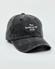 Side view of The Notting Hill Club Black Washed Cap