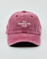 front view of The Notting Hill Club Burgundy Washed Cap