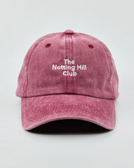 front view of The Notting Hill Club Burgundy Washed Cap
