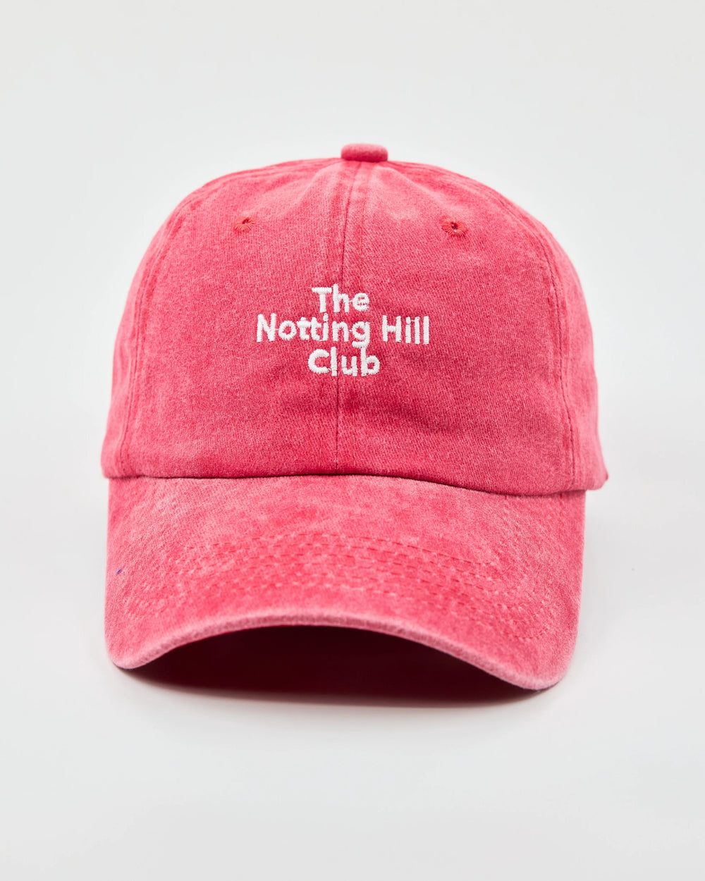 Front view of The Notting Hill Club Red Washed Cap