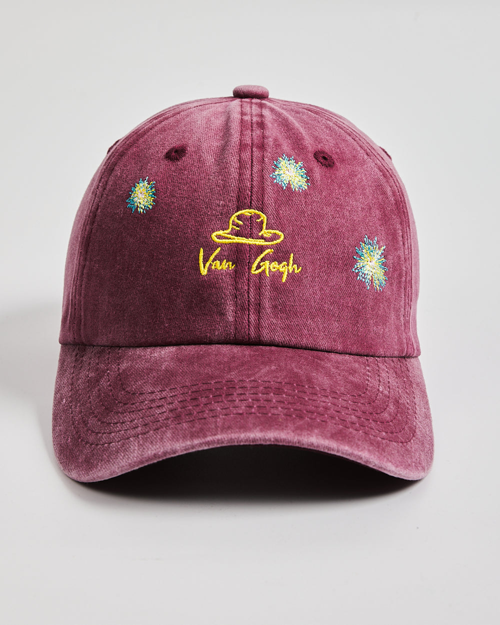 Front view of Van Gogh Burgundy Washed Cap