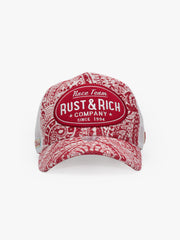Front view of Vintage Race Burgundy Trucker Hat