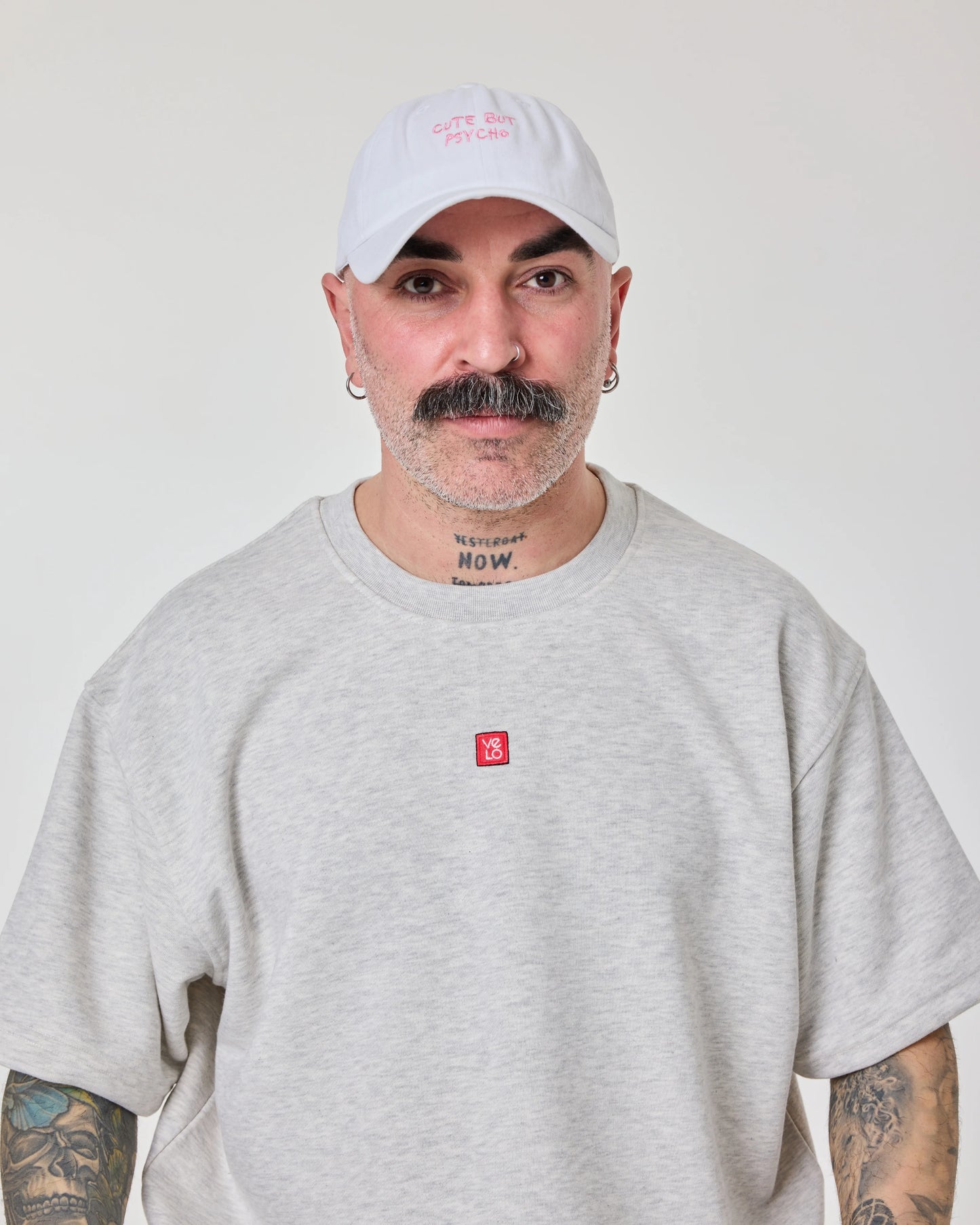 man wearing Cute But Psycho White Washed Cap