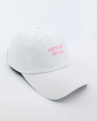 side view of Cute But Psycho White Washed Cap