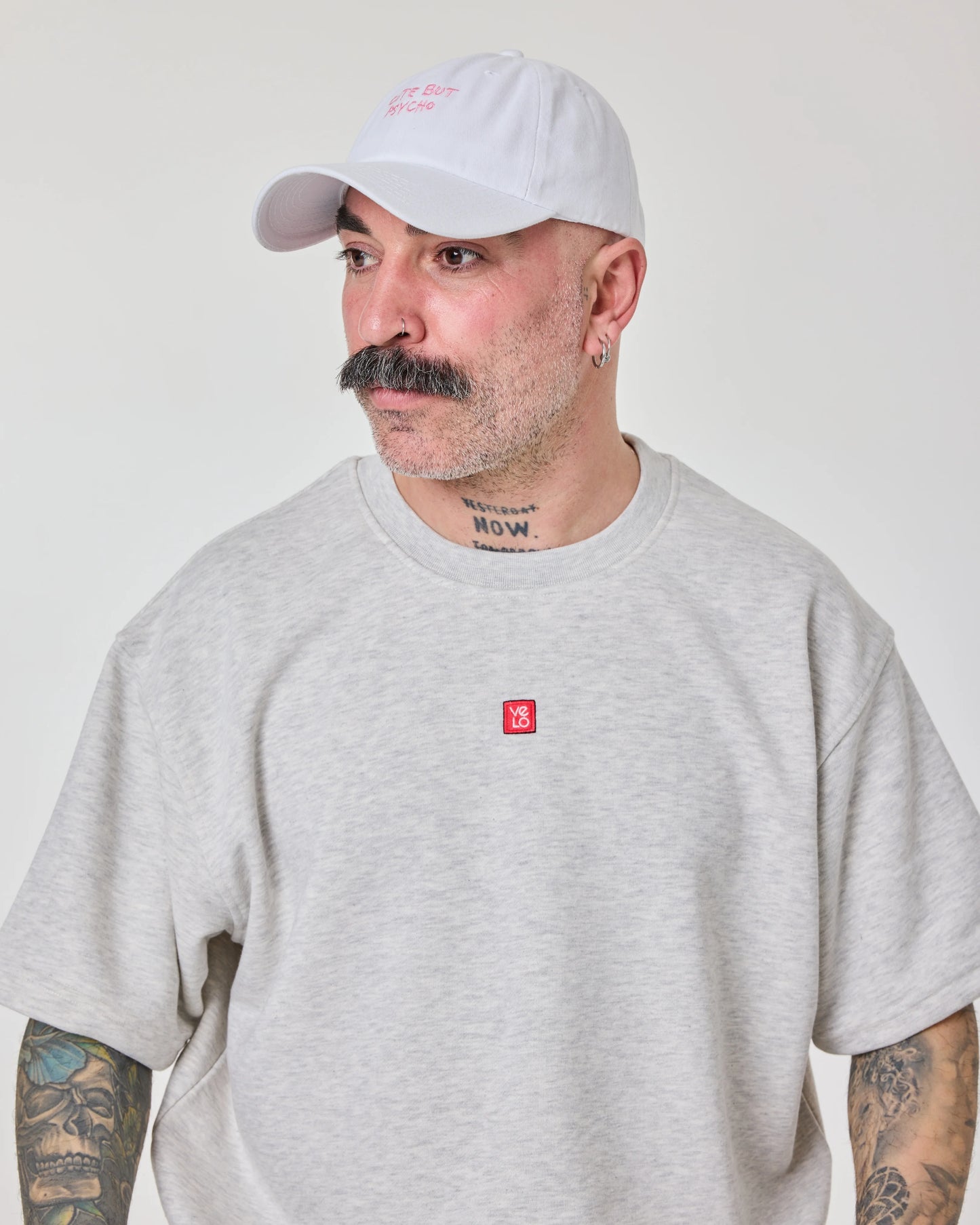 man wearing Cute But Psycho White Washed Cap Hat