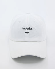 front view of White Hahaha No Washed Cap