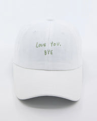 front view of Love You Bye White Washed Cap Hat