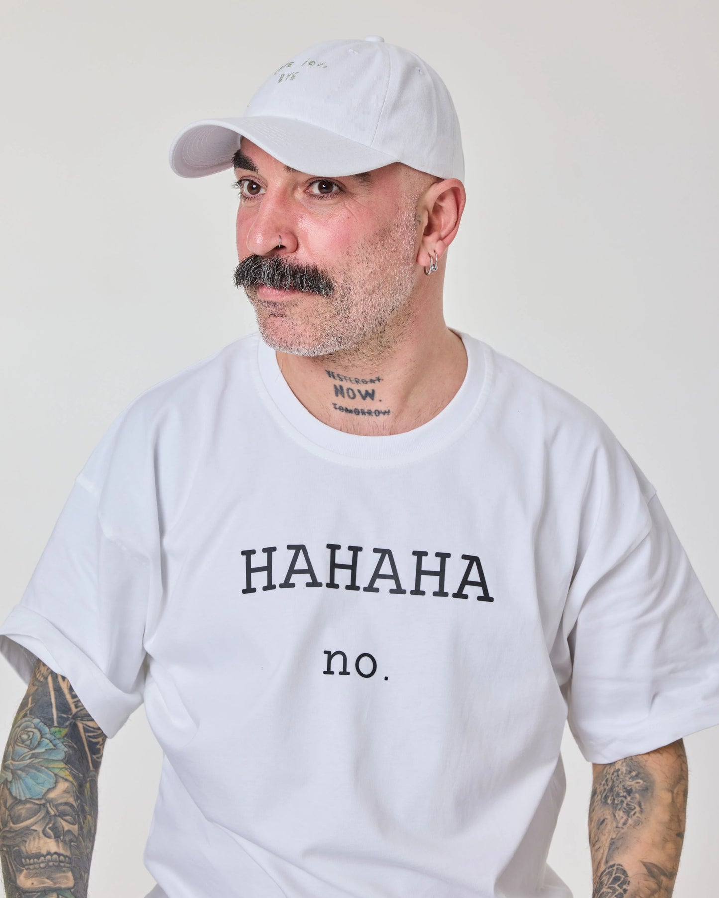 man wearing Love You Bye White Washed Cap Hat