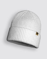 Front view of White Lux Beanie
