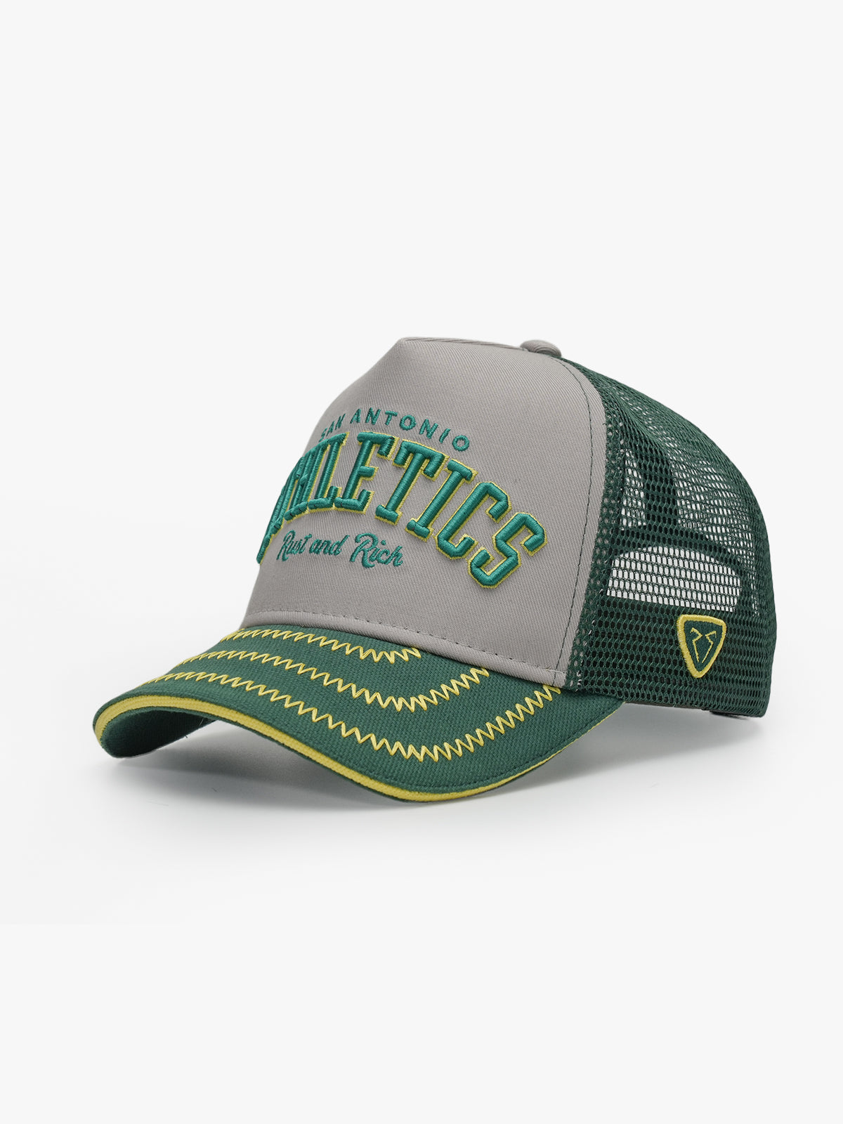 Athletics Green Trucker Cap front view