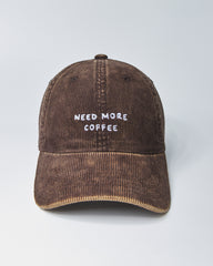Need More Coffee Brown Corduroy Cap