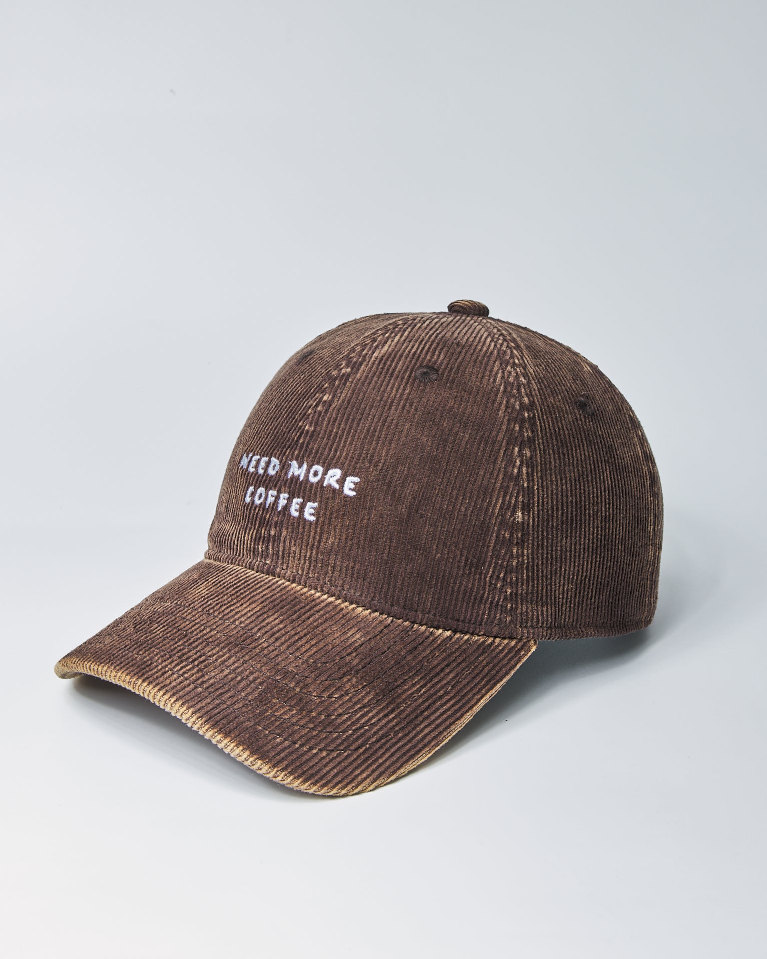 Need More Coffee Brown Corduroy Cap