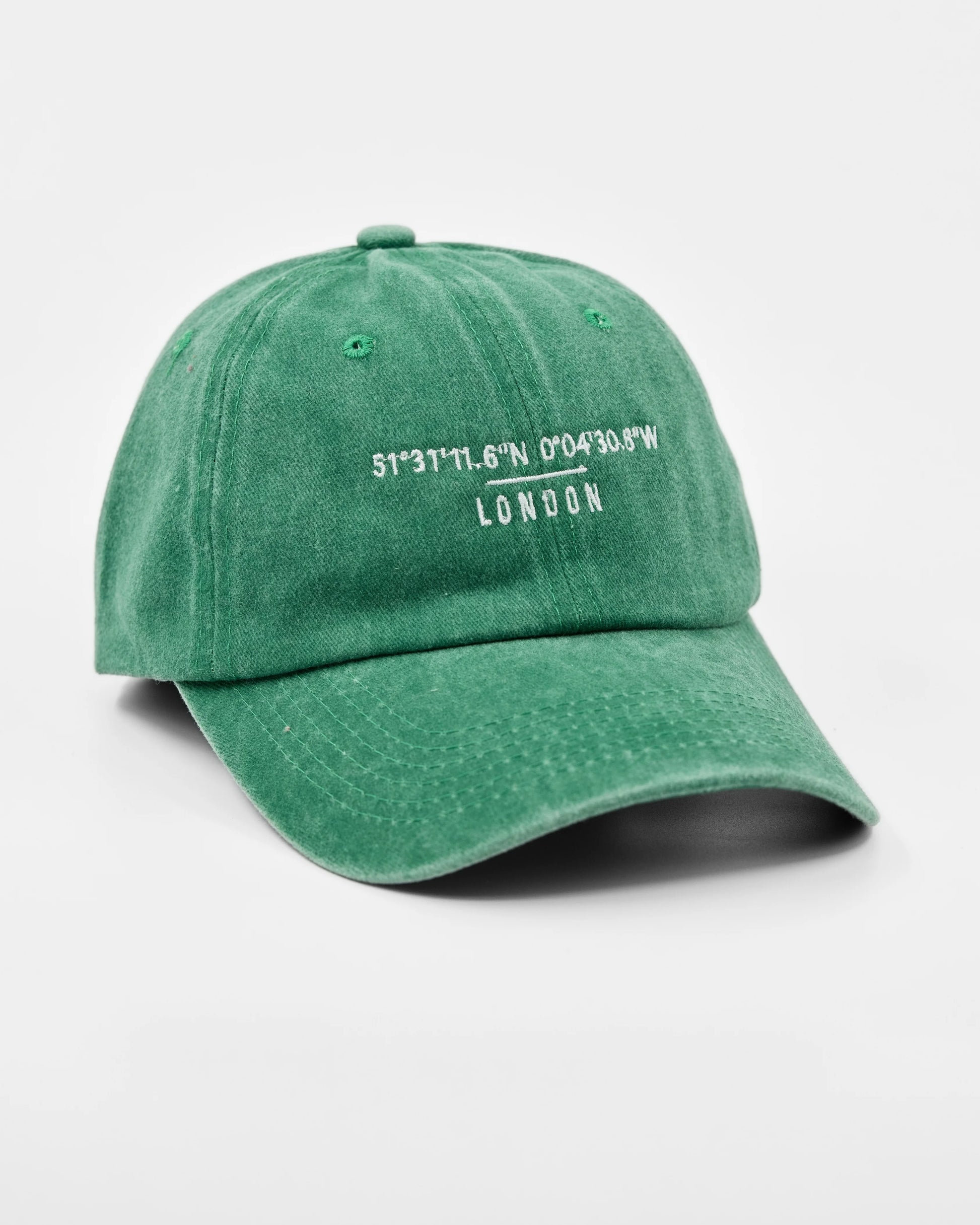 Side view of London Green Washed Cap