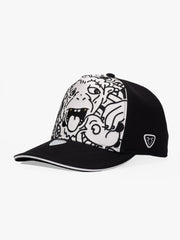 Baseball Cap - Curved Visor - Art Collection - Doodle Monkey - Black - White