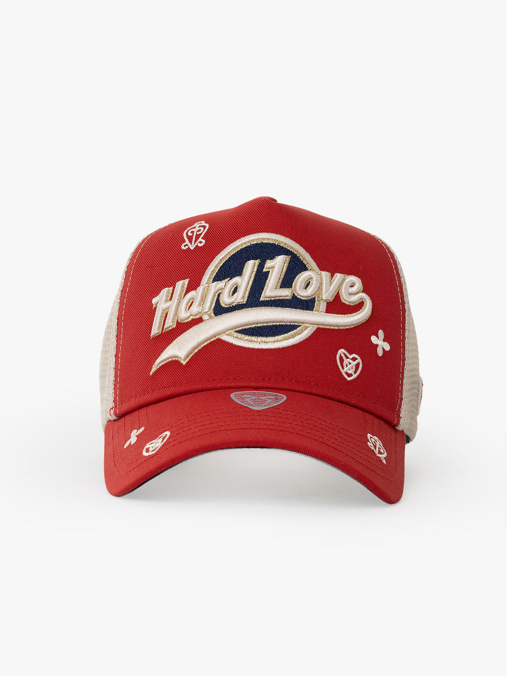Hard Love Red Trucker Cap detail view 3